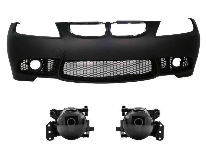 Βλησαρούλης Car Center - Front Bumper suitable for BMW 3 Series E90 Sedan E91 Touring (2004-2008) Non LCI M3 Design with Fog Lights Smoke