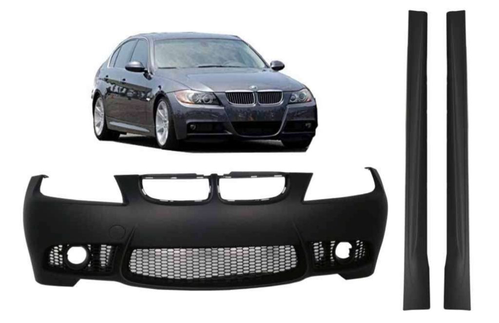 Βλησαρούλης Car Center - Front bumper suitable for BMW 3 series E90 Sedan E91 Touring (2004-2008) with Side Skirts Non LCI M3 Design without Fog Lamps