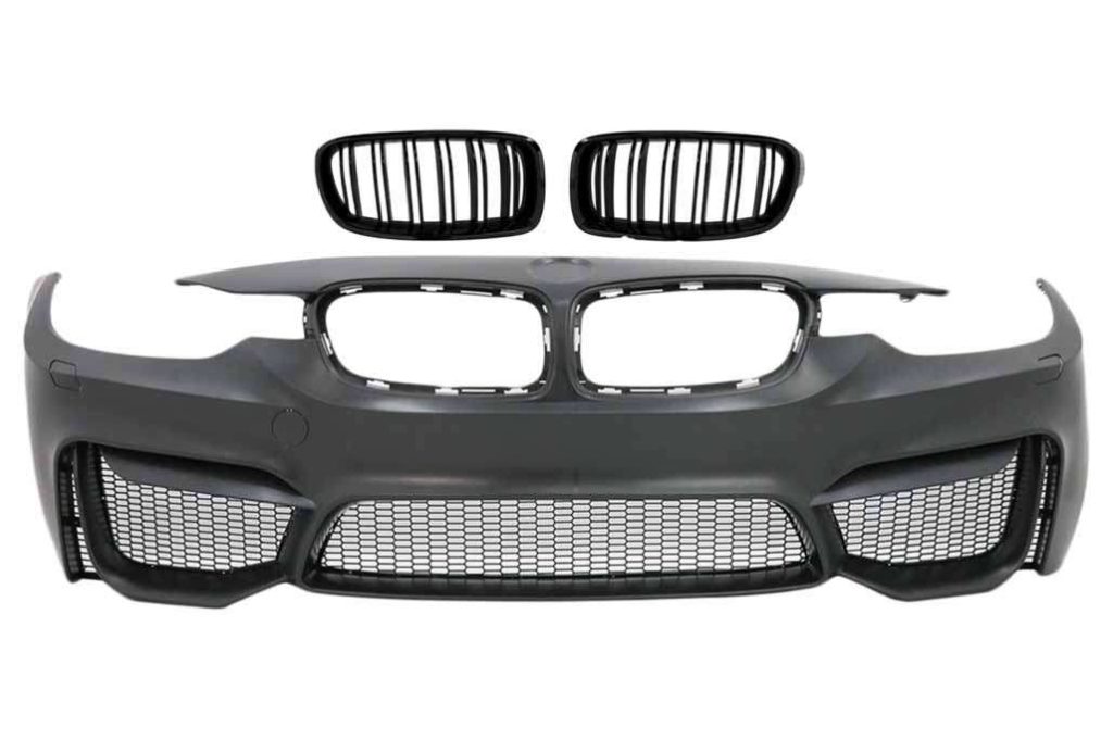 Βλησαρούλης Car Center - Front Bumper suitable for BMW 3 Series F30 F31 (2011-2019) M3 Design with Double Stripe Grilles M Design Piano Black