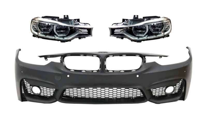 Βλησαρούλης Car Center - Front Bumper suitable for BMW 3 Series F30 F31 Non LCI & LCI (2011-2018) M3 Sport EVO Design with Full LED Angel Eyes Headlights
