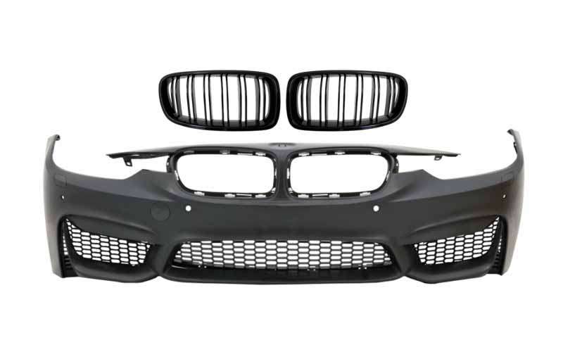 Βλησαρούλης Car Center - Front Bumper suitable for BMW 3 Series F30 F31 Non LCI & LCI (2011-2018) M3 Sport EVO Design with Kidney Grilles Double Stripe
