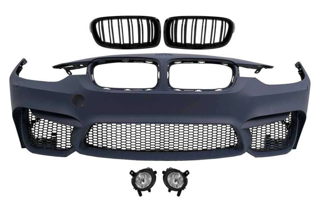 Βλησαρούλης Car Center - Front Bumper suitable for BMW 3 Series F30 F31 (2011-2019) with Fog Lamps and Kidney Grilles Double Stripe M3 Design