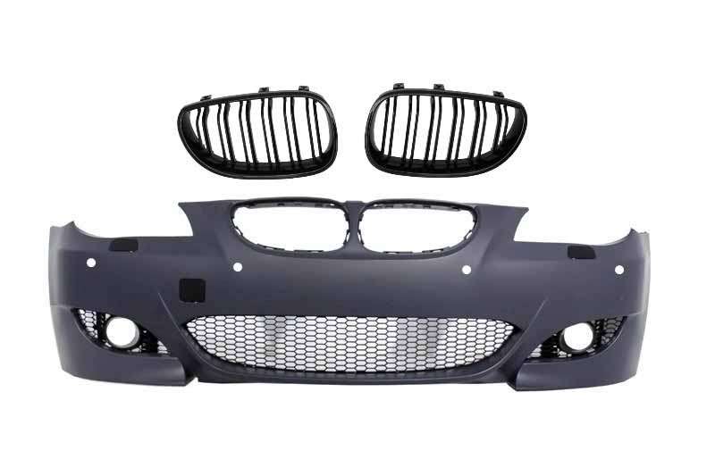 Βλησαρούλης Car Center - Front Bumper suitable for BMW 5 Series E60 E61 (2003-2007) M5 Design with Central Grilles Double Stripe Piano Black