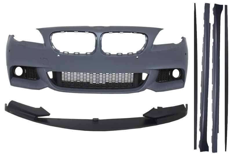 Βλησαρούλης Car Center - Front Bumper suitable for BMW F10 F11 5 Series (2011-2017) with Extension Lip and Side Skirts M-Performance Design