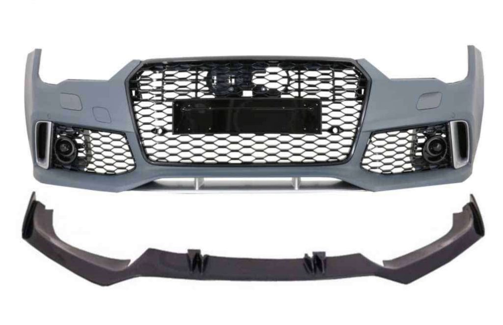 Βλησαρούλης Car Center - Front Bumper with Add-On Spoiler Lip Real Carbon suitable for Audi A7 4G Facelift (2015-2018) RS7 Design