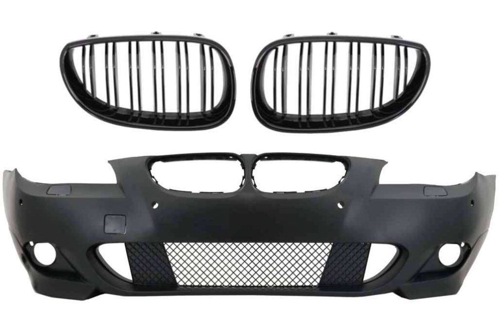 Βλησαρούλης Car Center - Front Bumper with Central Grille Shiny Black suitable for BMW 5 Series E60 E61 (2003-2007) M-Technik Design