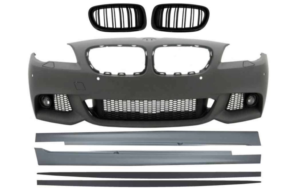Βλησαρούλης Car Center - Front Bumper with Central Grilles Kidney suitable for BMW 5 Series F10 F11 Non LCI (07.2010-2013) and Side Skirts Sedan Touring M-Technik Design