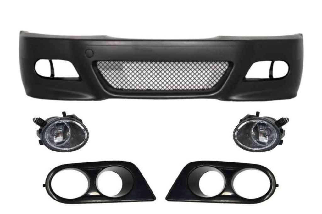 Βλησαρούλης Car Center - Front Bumper with Fog Lights and Air Duct Covers suitable for BMW 3 Series E46 Coupe Cabrio Sedan Estate (1998-2004) M3 Design