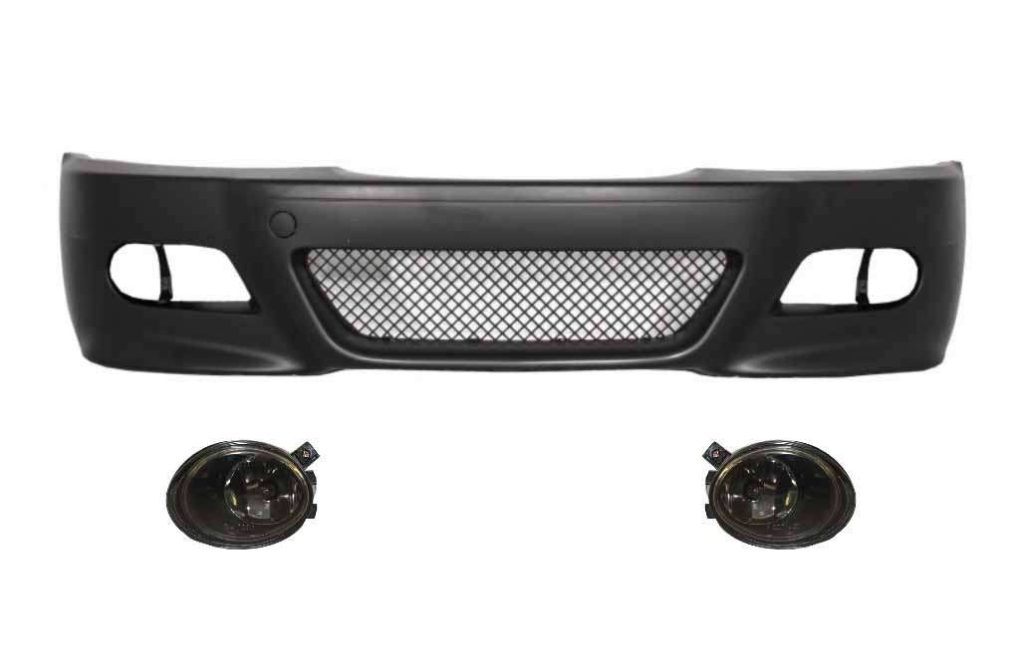 Βλησαρούλης Car Center - Front Bumper with Fog Lights Smoke suitable for BMW 3 Series E46 Coupe Cabrio Sedan Estate (1998-2004) M3 Design