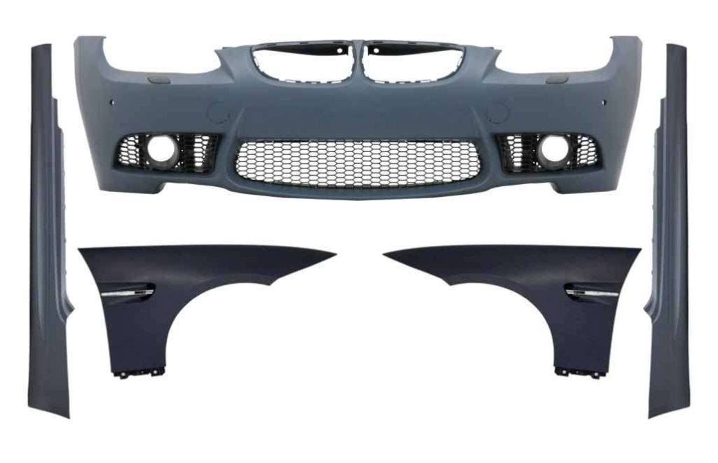 Βλησαρούλης Car Center - Front Bumper with Front Fenders and Side Skirts suitable for BMW 3 Series E92 Coupe E93 Cabrio (2006-2009) M3 Look with PDC Without Projectors