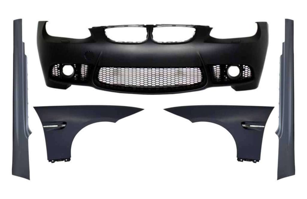 Βλησαρούλης Car Center - Front Bumper with Front Fenders and Side Skirts suitable for BMW 3 Series E92 Coupe E93 Cabrio (2006-2009) M3 Look Without PDC and Projectors