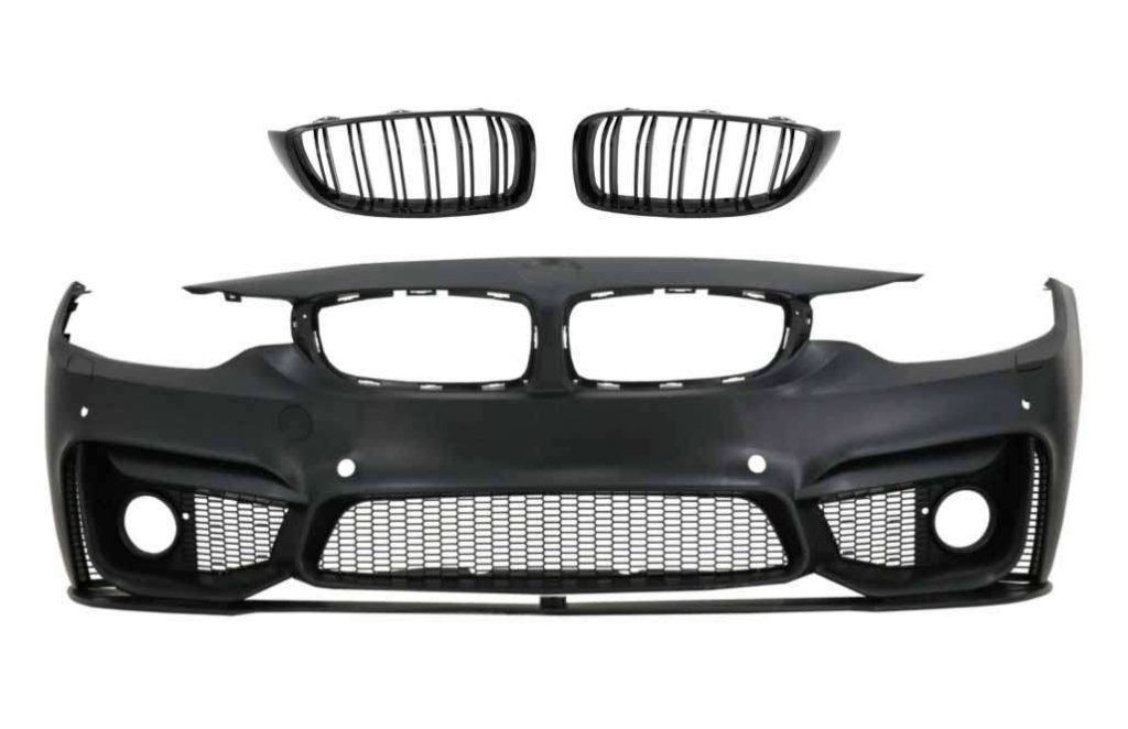 Βλησαρούλης Car Center - Front Bumper with Grilles Piano Black suitable for BMW 4 Series F32 Coupe F33 Convertible F36 Gran Coupe (2013-2017) M4 Design
