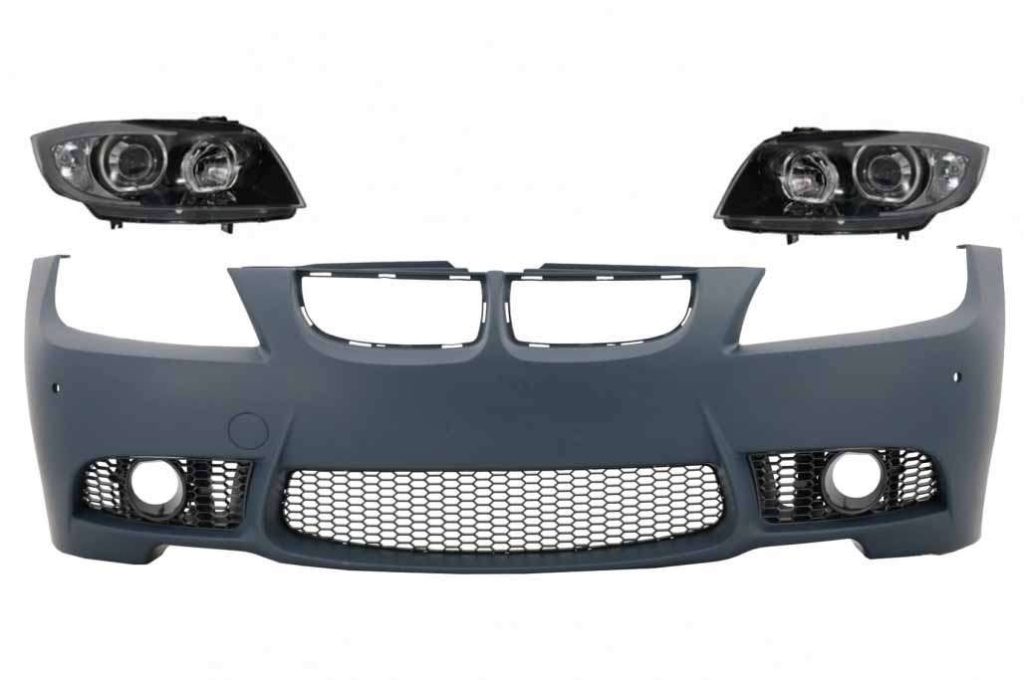 Βλησαρούλης Car Center - Front Bumper with Headlights Black suitable for BMW 3 series E90 E91 Pre-LCI (2005-2008) Sedan Touring M3 Design