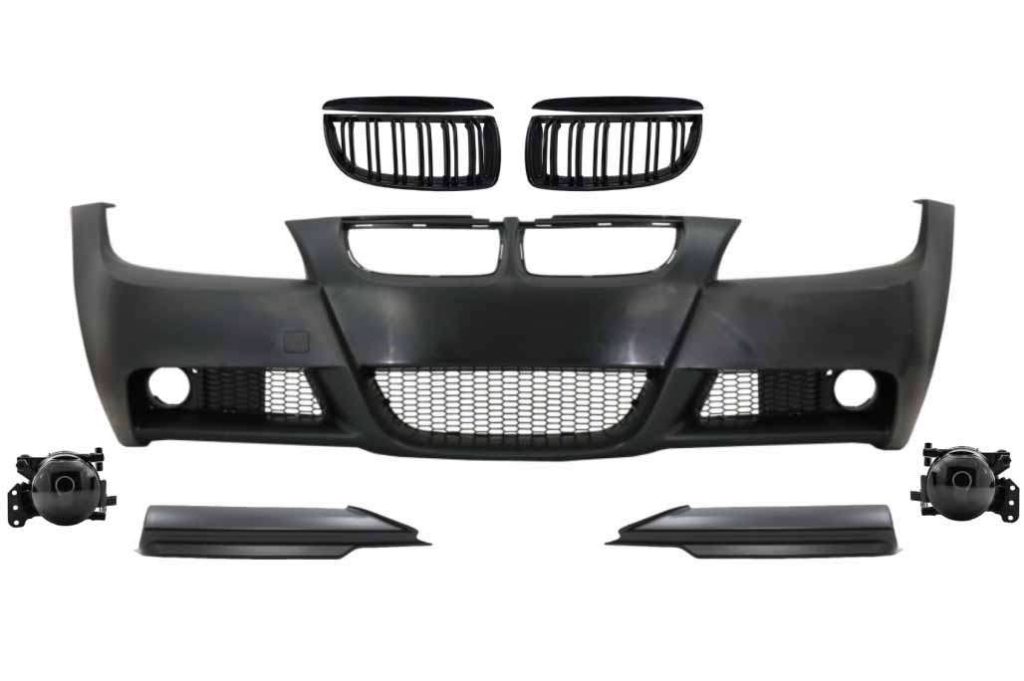 Βλησαρούλης Car Center - Front Bumper with Kidney Grilles and Spoiler Lip suitable for BMW 3 Series E90 E91 Sedan Touring (2004-2008) M-Technik Design