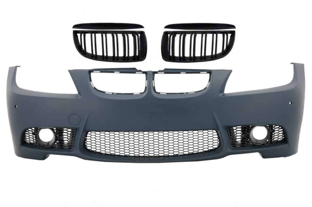 Βλησαρούλης Car Center - Front Bumper with Kidney Grilles Double Stripe suitable for BMW 3 series E90 E91 Pre-LCI (2004-2008) Sedan Touring M3 Design