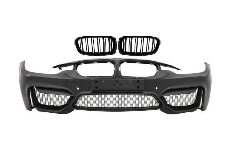 Βλησαρούλης Car Center - Front Bumper with Kidney Grilles Double Stripe suitable for BMW 3 Series F30 F31 Pre-LCI & LCI (2011-2018) M4 Design