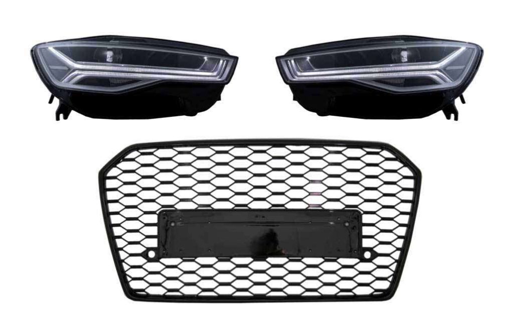 Βλησαρούλης Car Center - Front Grille with Full LED Headlights Sequential Dynamic Turning Lights suitable for Audi A6 C7 4G Facelift (2015-2018) RS6 Matrix Design
