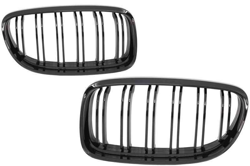 Βλησαρούλης Car Center - Front Kidney Grilles suitable for BMW 3 Series E90 E91 LCI (2008-2011) Double Stripe M Design Piano Black