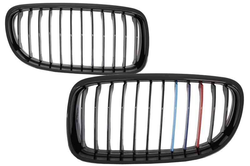 Βλησαρούλης Car Center - Front Kidney Grilles suitable for BMW 3 Series E90 E91 LCI (2008-2011) M-Power 3 Colors Design Piano Black