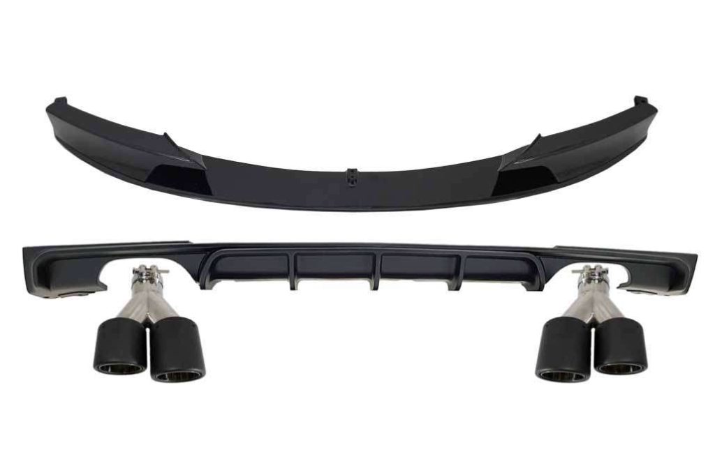 Βλησαρούλης Car Center - Front Spoiler LIp with Valance Diffuser Double Outlet and Exhaust Muffler Tips suitable for BMW 3 Series F30 F31 (2011-up) M Design