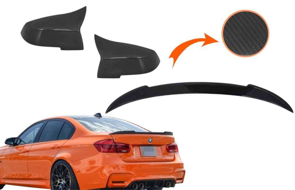 Βλησαρούλης Car Center - Kit Mirror Covers and Trunk Spoiler suitable for 3 Series F30 (2011-2018) M4 Design Real Carbon