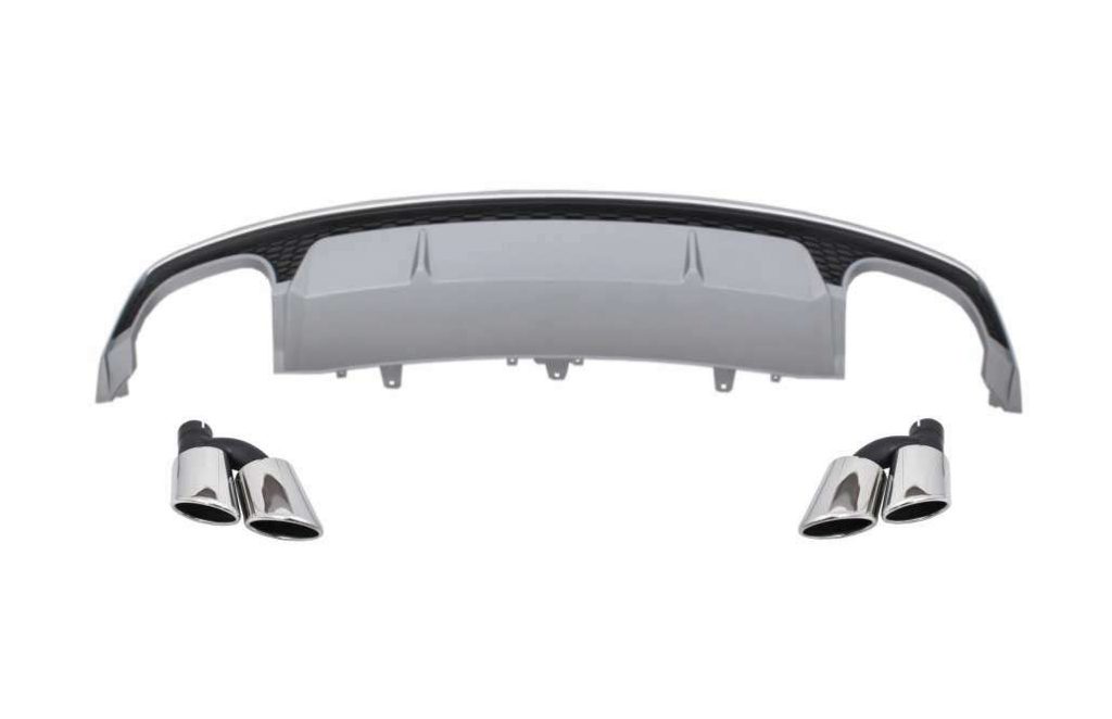 Βλησαρούλης Car Center - Rear Bumper Air Diffuser with Exhaust Muffler Tips suitable for Audi A7 4G Facelift (2015-2018) S7 Design Only S Line Bumper