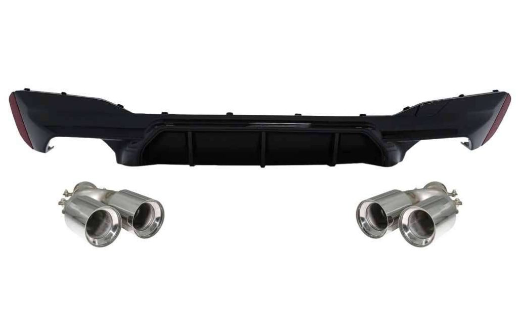 Βλησαρούλης Car Center - Rear Bumper Diffuser Piano Black with Exhaust Muffler Tips Chrome suitable for BMW 5 Series G30 G31 Limousine Touring (2017-2020) M5 Design