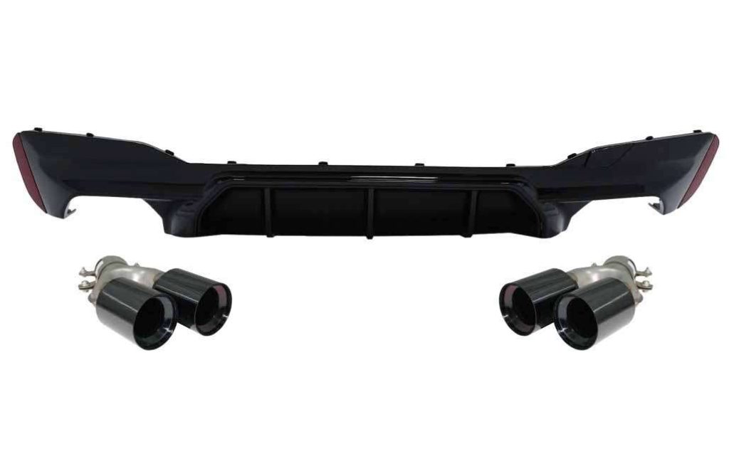 Βλησαρούλης Car Center - Rear Bumper Diffuser Piano Black with Exhaust Muffler Tips Black suitable for BMW 5 Series G30 G31 Limousine Touring (2017-2020) M5 Design