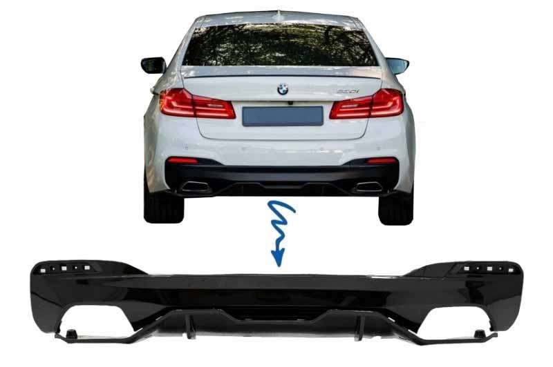 Βλησαρούλης Car Center - Rear Bumper Diffuser suitable for BMW 5 Series G30 G31 Limousine Touring (2017-up) M Performance Design Piano Black