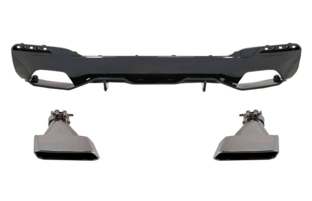 Βλησαρούλης Car Center - Rear Bumper Diffuser suitable for BMW 5 Series G30 G31 Limousine Touring (2017-up) with Exhaust Muffler Tips M Performance Design Piano Black