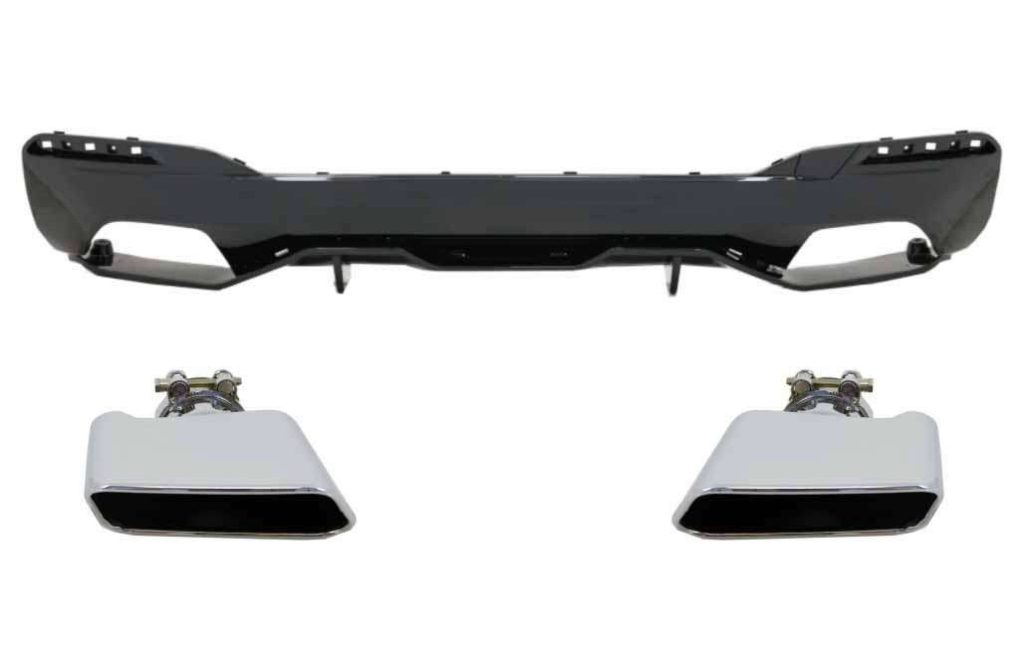 Βλησαρούλης Car Center - Rear Bumper Diffuser suitable for BMW 5 Series G30 G31 Limousine/Touring (2017-up) with Exhaust Muffler Tips M Performance Design