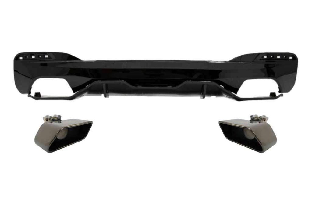Βλησαρούλης Car Center - Rear Bumper Diffuser suitable for BMW 5 Series G30 G31 Limousine Touring (2017-up) with Exhaust Muffler Tips M Performance Design Black