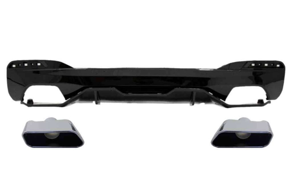 Βλησαρούλης Car Center - Rear Bumper Diffuser suitable for BMW 5 Series G30 G31 Limousine Touring (2017-up) with Exhaust Muffler Tips M Performance Design