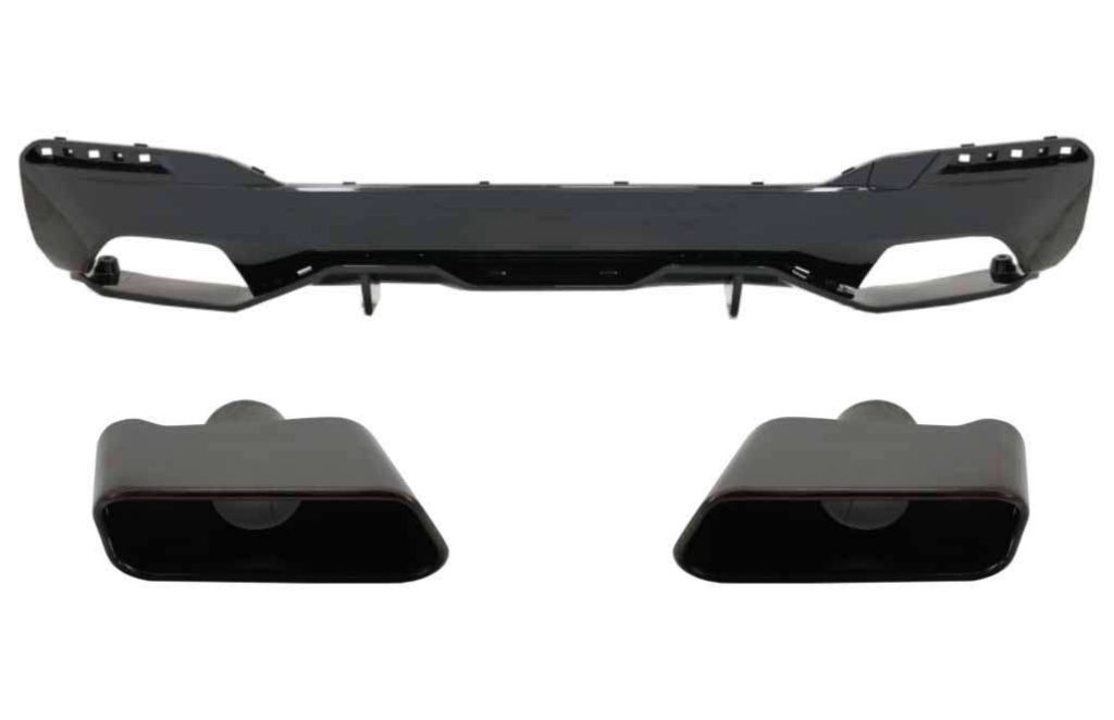 Βλησαρούλης Car Center - Rear Bumper Diffuser suitable for BMW 5 Series G30 G31 Limousine Touring (2017-up) with Exhaust Muffler Tips M Performance Design Black Edition