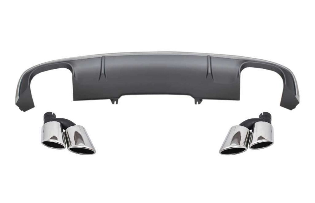 Βλησαρούλης Car Center - Rear Bumper Diffuser with Exhaust Muffler Tips Tail Pipes suitable for Audi A4 B9 8W Sedan Avant S-line (2016-2018) S4 Design