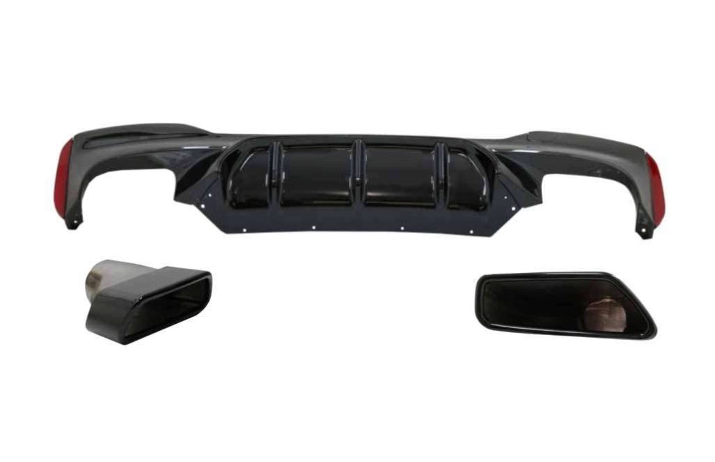 Βλησαρούλης Car Center - Rear Bumper Diffuser with Exhaust Muffler Tips Black suitable for BMW 5 Series G30 G31 Limousine Touring (2017-up) M5 Design