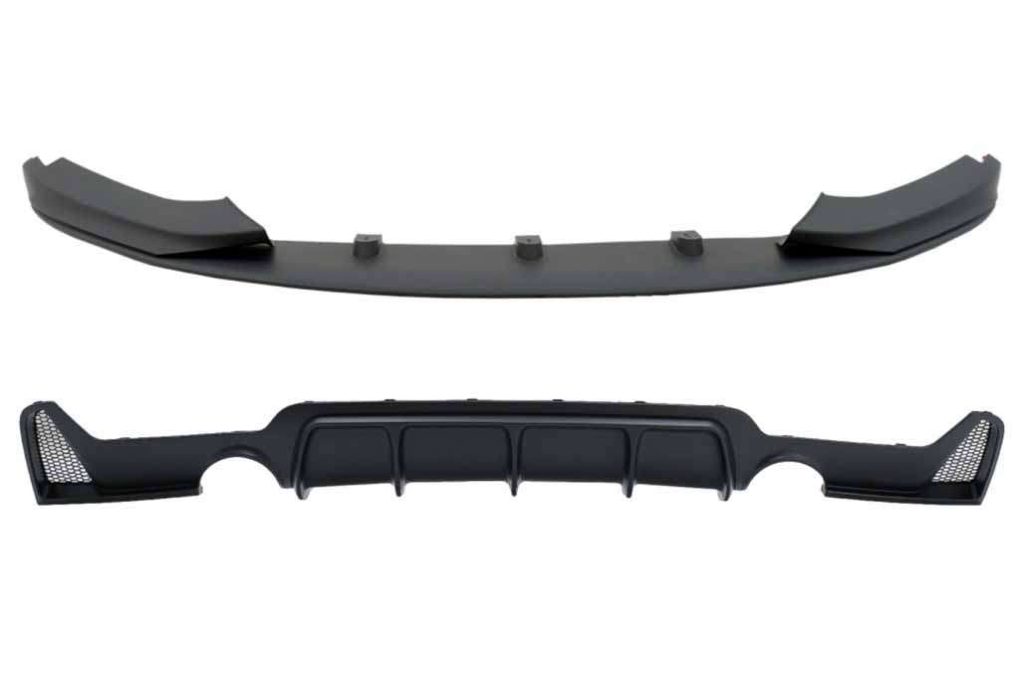Βλησαρούλης Car Center - Rear Bumper Diffuser With Front Bumper Spoiler Lip suitable for BMW 4 Series F32 F33 F36 (2013-2019) Coupe Cabrio M Design Twin Single Outlet