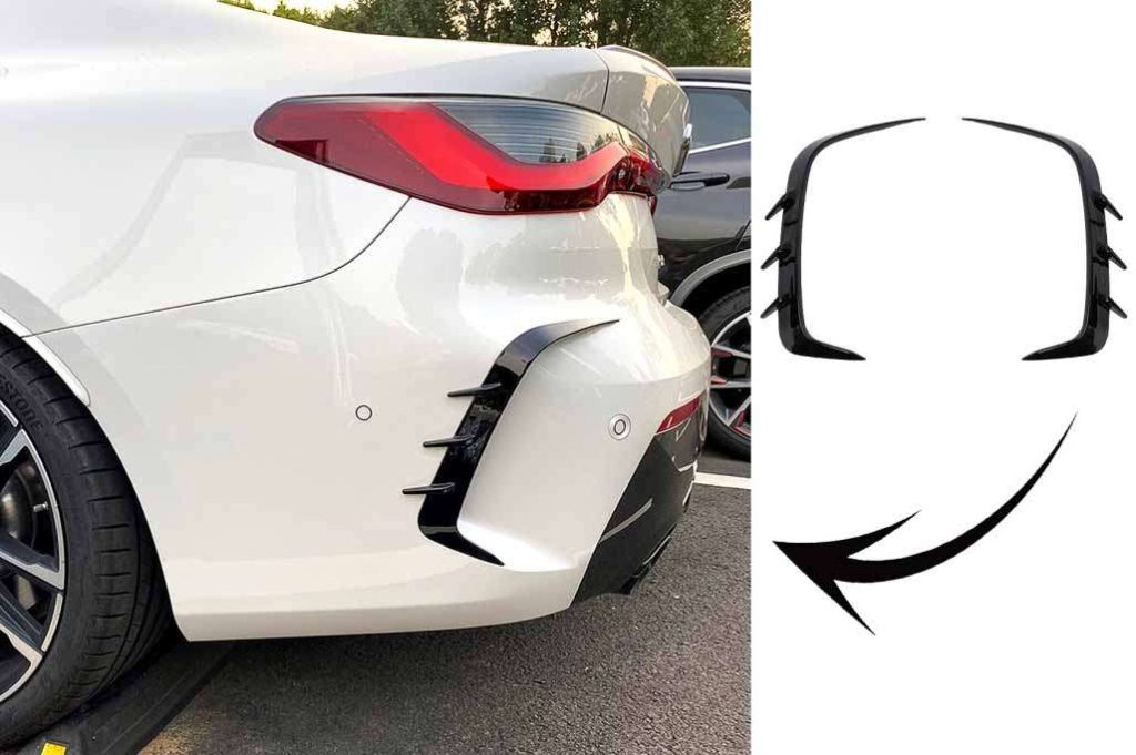 Βλησαρούλης Car Center - Rear Bumper Flaps Side Fins Flics suitable for BMW 4 Series G22 Coupe (2020-Up) M Tech Piano Black