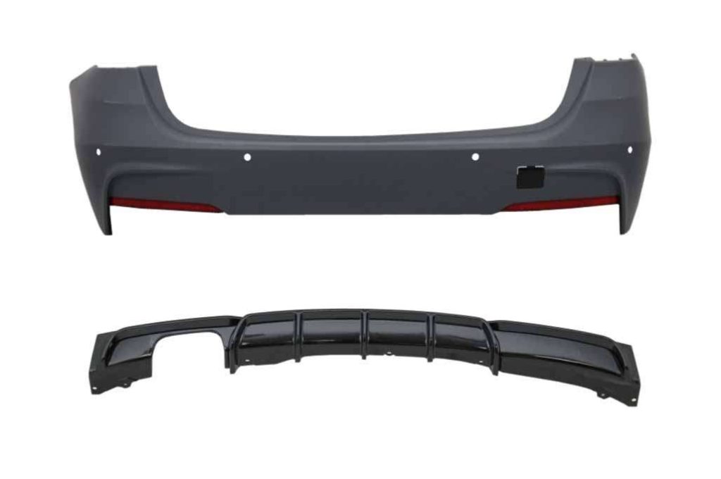 Βλησαρούλης Car Center - Rear Bumper M-Technik Design Diffuser Piano Black Valance Spoiler Left Double Outlet suitable for BMW 3 Series F31 2011+