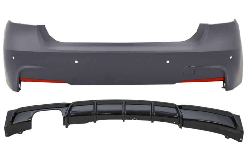 Βλησαρούλης Car Center - Rear Bumper M-Technik Design Rear Diffuser Spoiler Piano Black Left Double Outlet suitable for BMW 3 Series F30 2011+