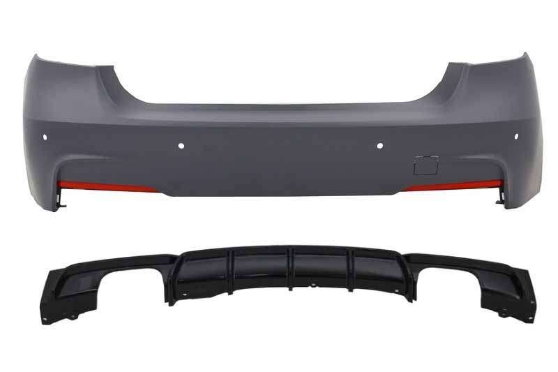 Βλησαρούλης Car Center - Rear Bumper M-Technik with Valance Diffuser Single/Double Outlet Piano Black M Performance suitable for BMW 3 Series F30 (2011+)