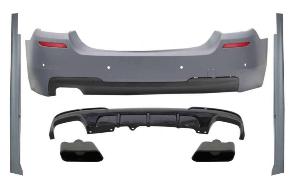 Βλησαρούλης Car Center - Rear Bumper & Side Skirts with Diffuser and Exhaust Muffler Tips Black suitable for BMW 5 Series F10 (2011-2017) M-Performance Design