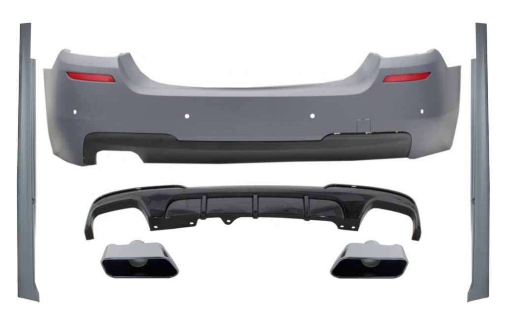 Βλησαρούλης Car Center - Rear Bumper & Side Skirts with Diffuser and Exhaust Muffler Tips Chrome suitable for BMW 5 Series F10 (2011-2017) M-Performance Design