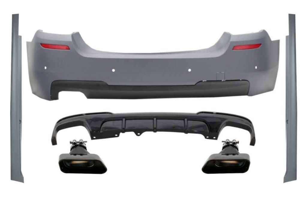 Βλησαρούλης Car Center - Rear Bumper & Side Skirts with Diffuser and Exhaust Tips Black suitable for BMW 5 Series F10 (2011-2017) M-Performance Design