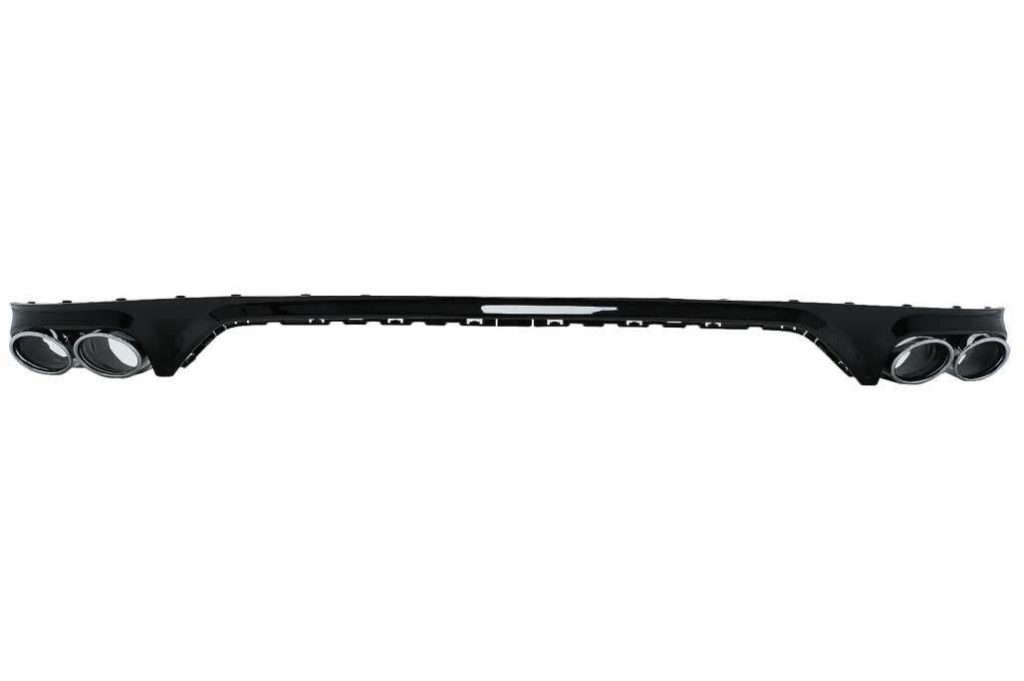Βλησαρούλης Car Center - Rear Bumper Spoiler Valance Diffuser Double Outlet suitable for Audi Q8 S-Line (2018-) Silver Tips