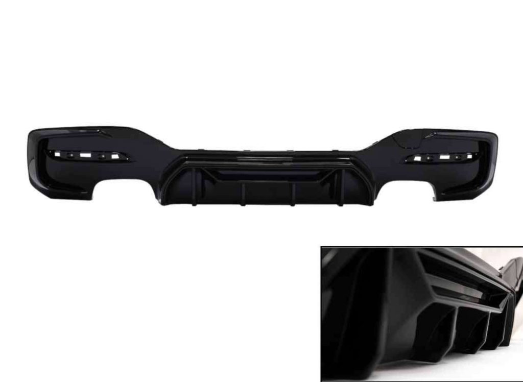 Βλησαρούλης Car Center - Rear Bumper Spoiler Valance Diffuser Twin Double Outlet suitable for BMW 1 Series F20 F21 LCI (2015-2019) Piano Black Competition Design