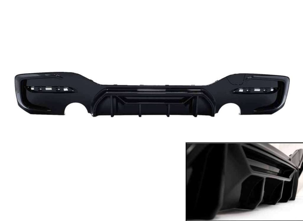 Βλησαρούλης Car Center - Rear Bumper Spoiler Valance Diffuser Twin Outlet Single suitable for BMW 1 Series F20 F21 LCI (2015-2019) Piano Black Competition Design