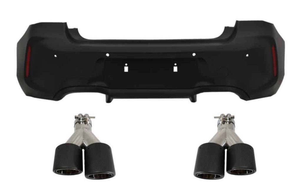 Βλησαρούλης Car Center - Rear Bumper suitable for BMW 1 Series F20 F21 LCI (2015-06.2019) with Dual Twin Exhaust Muffler Tips Carbon Fiber M2 Design