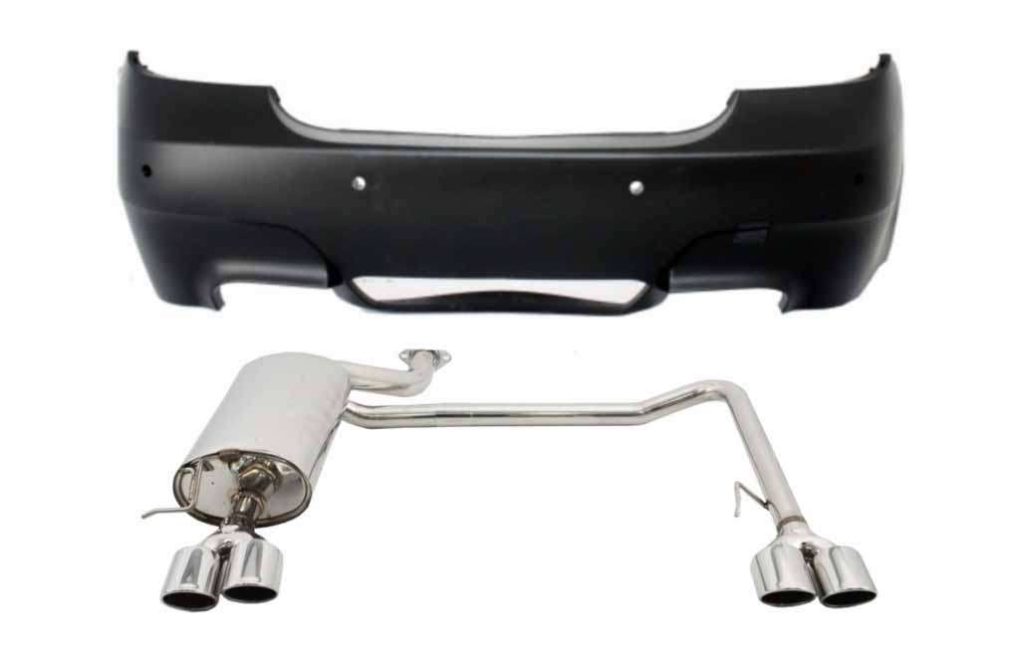 Βλησαρούλης Car Center - Rear Bumper suitable for BMW 5 Series E60 (2007-2010) and Complete Exhaust System Twin Double Quad M5 Design with PDC