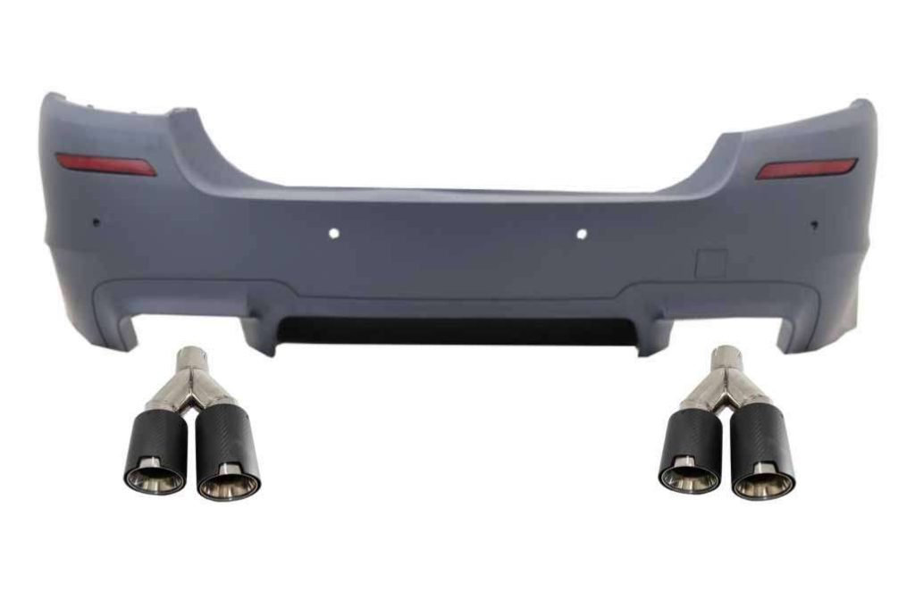 Βλησαρούλης Car Center - Rear Bumper suitable for BMW 5 Series F10 (2011-2017) with Dual Twin Exhaust Muffler Tips Carbon Fiber M5 Design